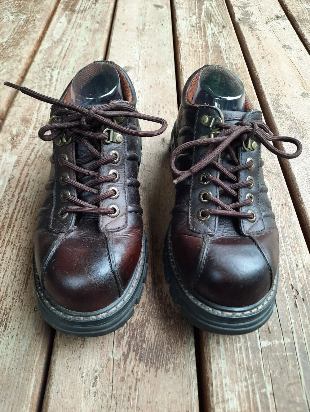 Vintage 90s/Y2K GBX Cruiser Brown Leather Steel Toe Lace-up Lug Oxford Size 10